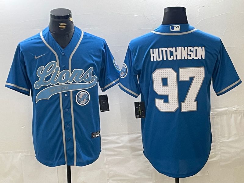 Men Detroit Lions 97 Hutchinson Blue Joint Name 2024 Nike Limited NFL Jersey style 6